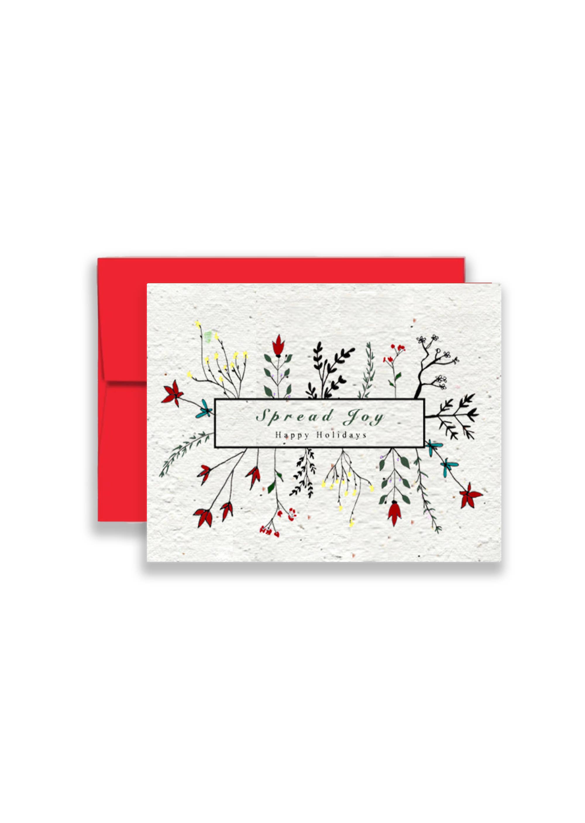 Artsy Em - Wholesale Season’s Greetings card - Spread Joy Happy Holidays Wildflower Greeting Card