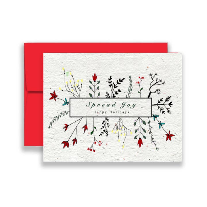 Artsy Em - Wholesale Season’s Greetings card - Spread Joy Happy Holidays Wildflower Greeting Card0