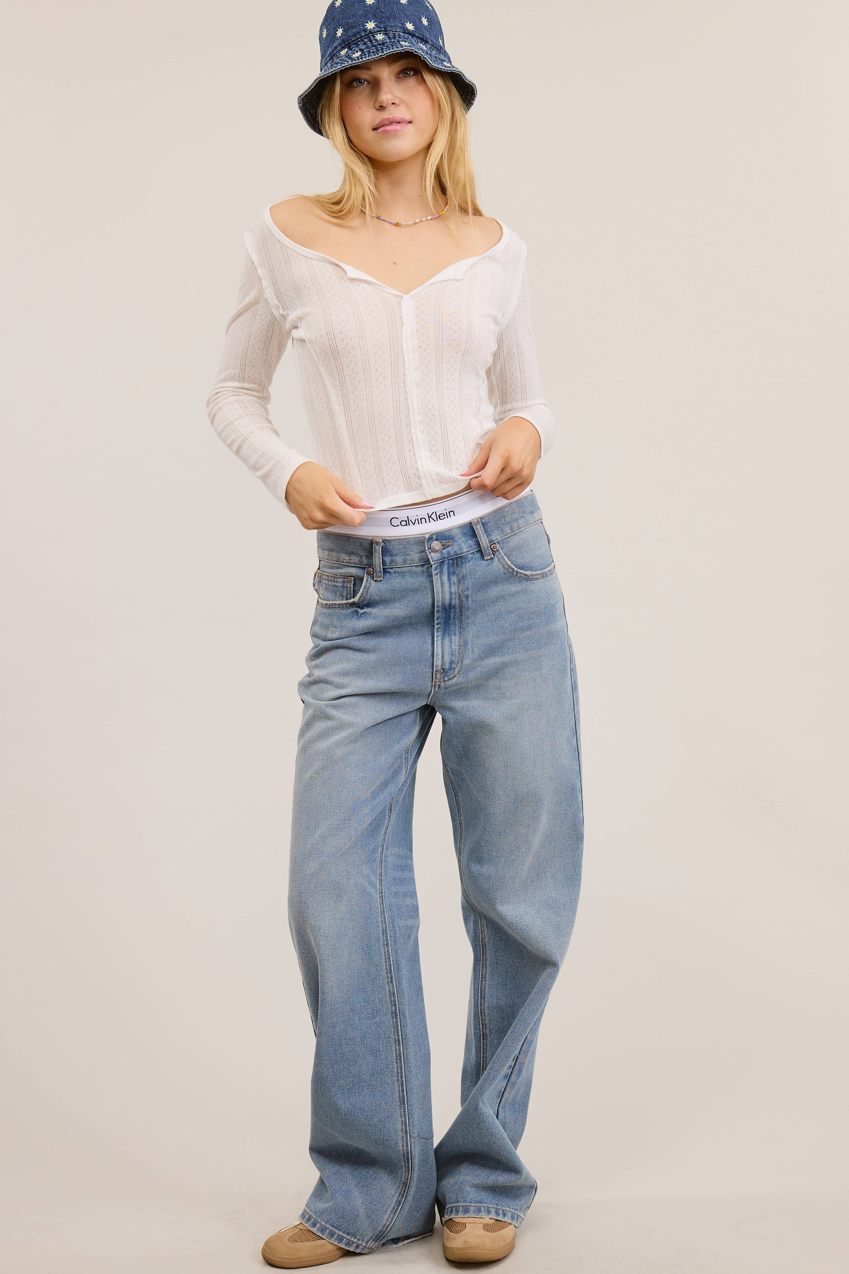 Mimosa - Wholesale Knit Top - Women's - Long Sleeve Pointelle Knit Top with V-Notch Collar8