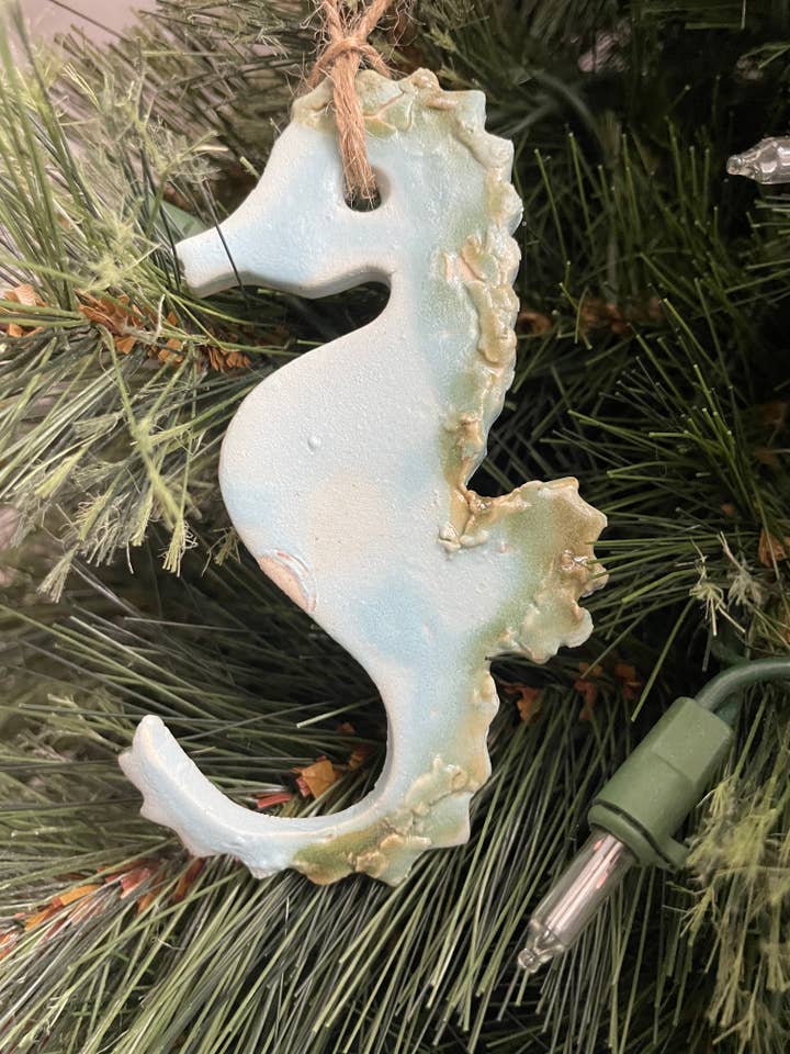 Seahorse Ceramic Ocean Inspired Ornament for wholesale by Flow Art Studios