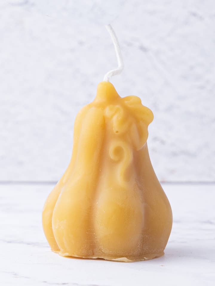 Pure Beeswax Gourd Squash Candle for wholesale by Pine Barrens Post