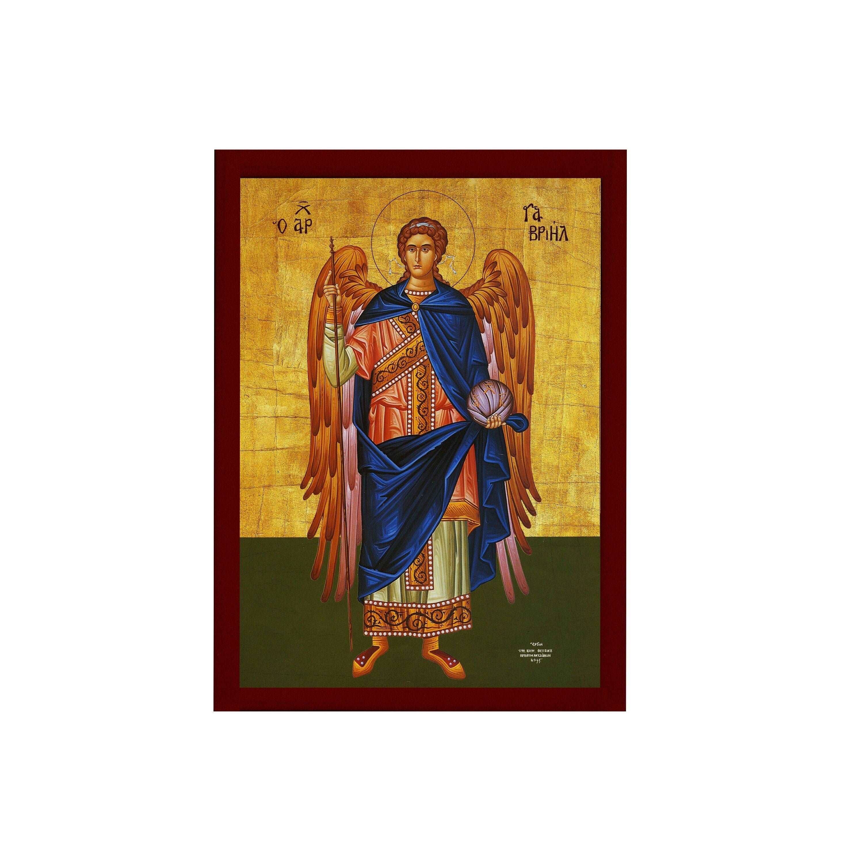 TheHolyArt - Venta al por mayor Tarjeta de religión - Icono del Arcángel Gabriel, icono ortodoxo griego hecho a mano de San Gabriel, arte bizantino para colgar en la pared sobre placa de madera, decoración religiosa6