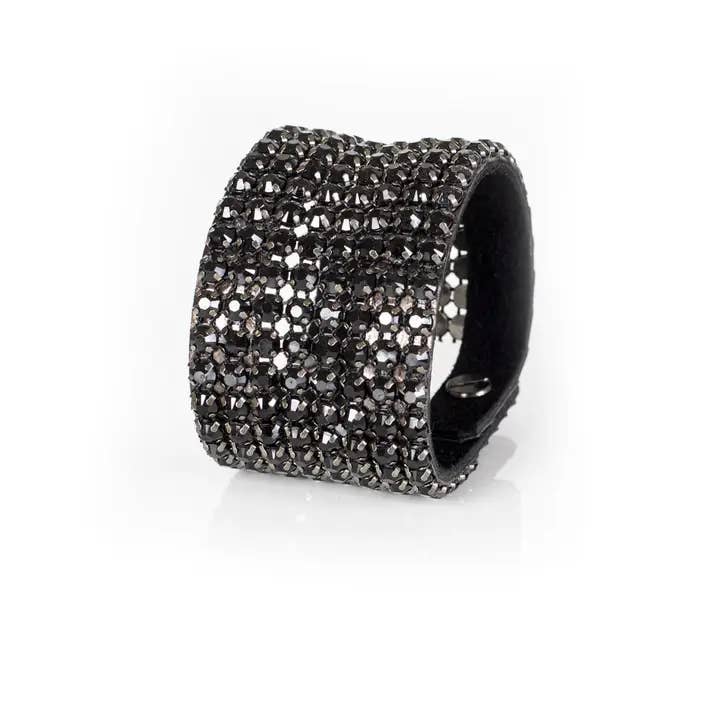 Black Crystal Wide Cuff Bracelet for wholesale by The Dark