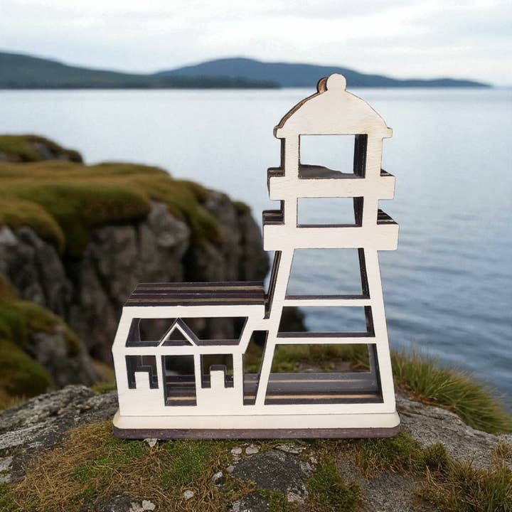 Exposition de verre de mer du phare de Cape Disappointment, moyen pour la vente par Sea Glass Displays