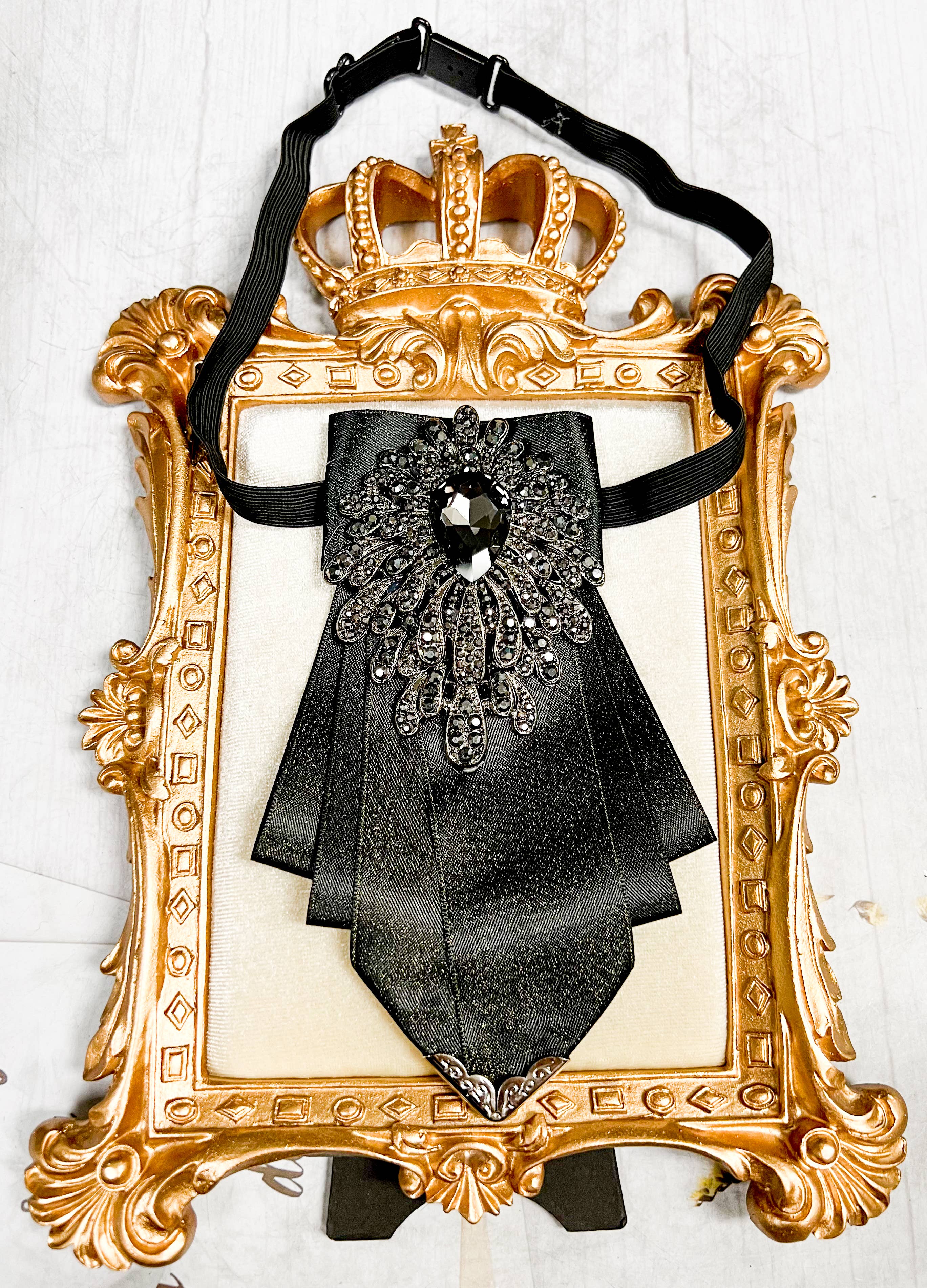 Happy Dream Gifts - Wholesale Tie Clip - Men's - Black Bow Tie, Formal Event Necktie, Black Crystal Tie3