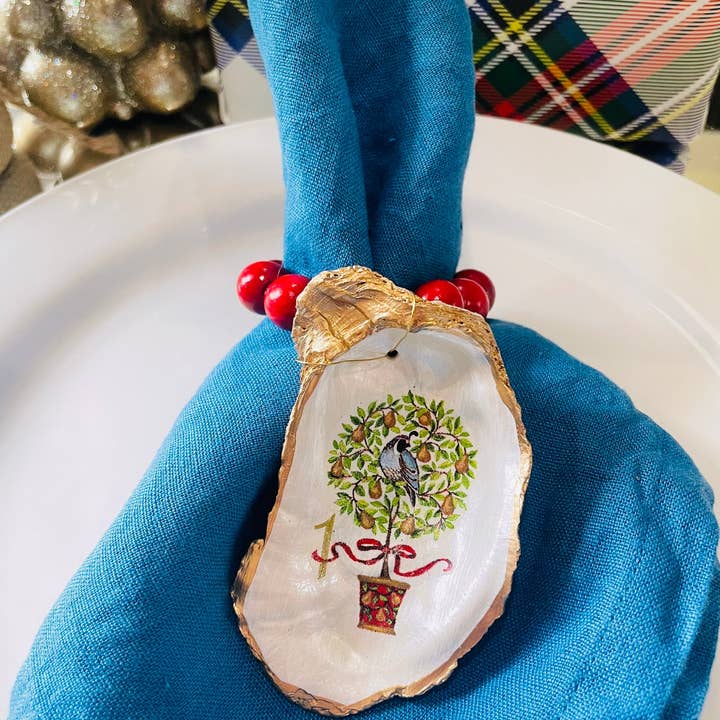 Shells by Shea – Engroshandel Servietring – 12 dage af jul serviet ring sæt, Beaded Servietringe,3