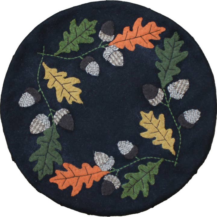 Home Collections by Raghu - Wholesale Candle Holder - Leaves & Acorns Wool Felt Candle Mat
