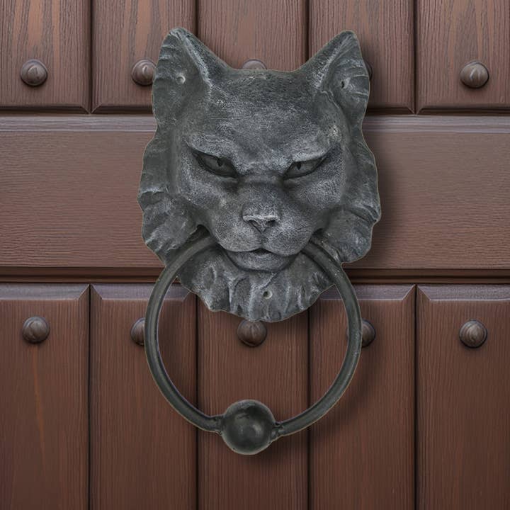 Pacific Trading – Engroshandel Knap/træk – Gotisk dørhængende katte-gargoyle til udendørs dekoration