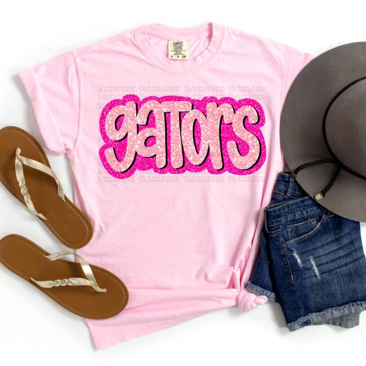 Flawless Transfers - Wholesale Sublimation Transfer - Gators Pink Glitter DTF Transfer