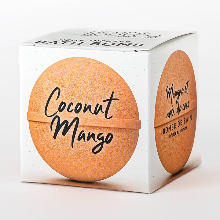 Hampa-infunderad badbomb - Coconut Mango för wholesale av Hemp & Body Co