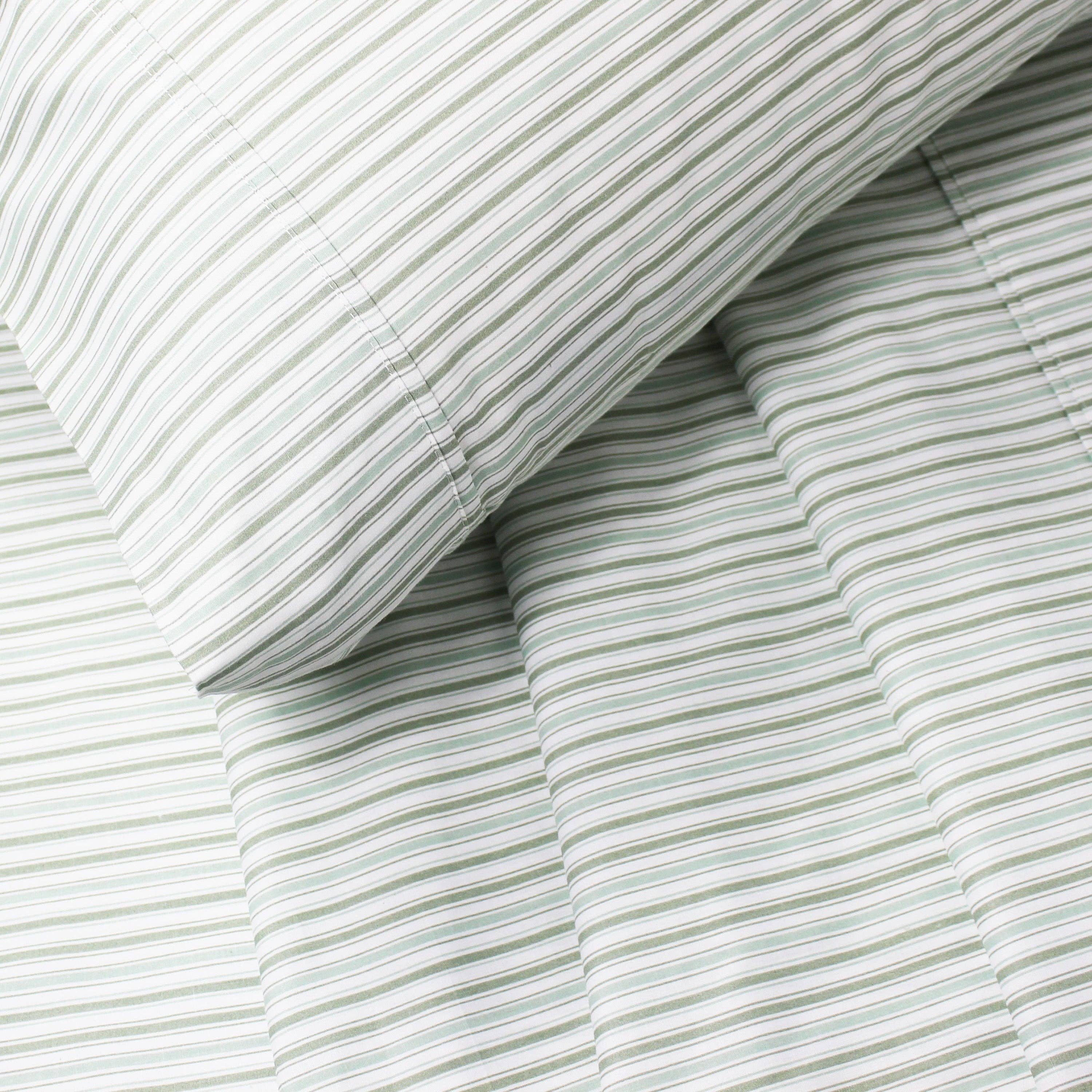 Mélange Home - Vente Parures de lit - Ensemble de draps en percale de coton imprimé à rayures27