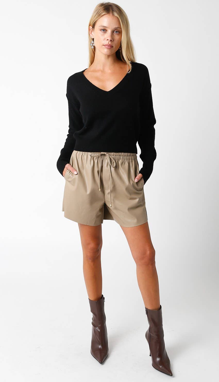 Olivaceous - Vente Pull en maille – femme - Chelsea Pull col V8