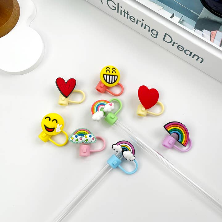 Fun Straw Cover Rainbow Straw Toppers for wholesale by SoapElenGlen