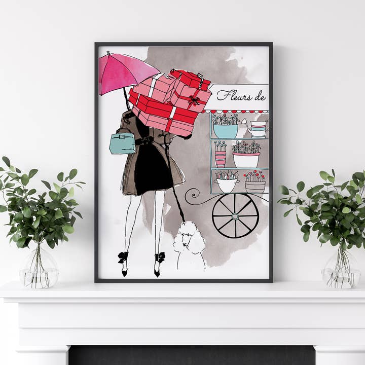 Susan Kerian, Illustrator - Wholesale Art print - Emily Shopping fashion illustration1
