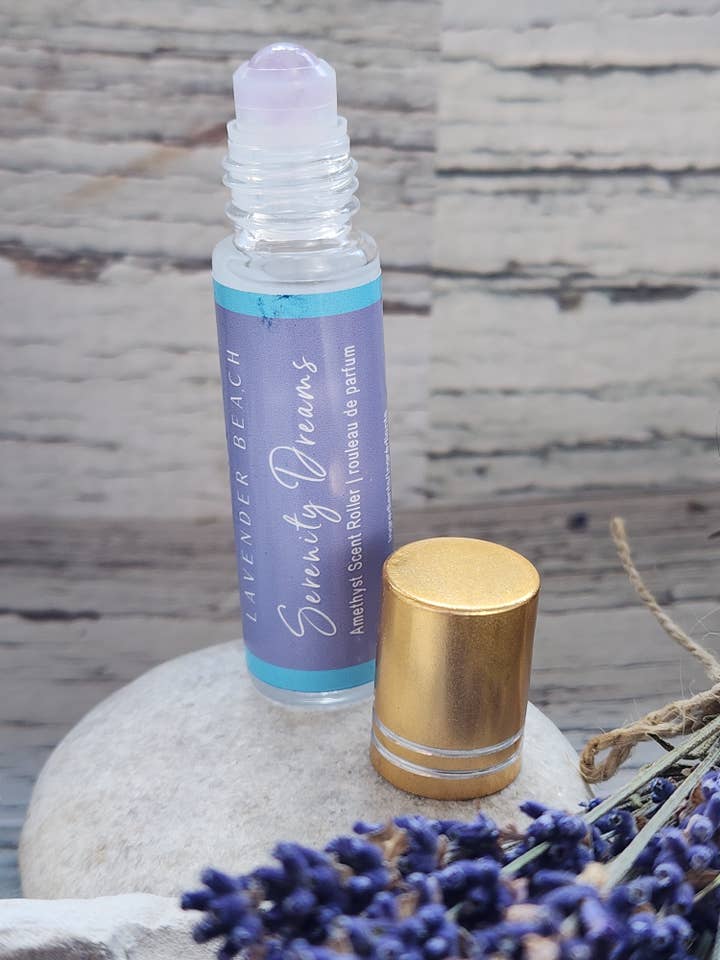 Serenity Dreams Essential Oil & Amethyst Crystal Roller Ball for wholesale by Lavender Beach