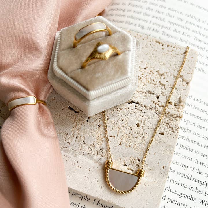 24th & Gold - Vendita all'ingrosso Anello midi/a fascia - Anello in oro a fascia iridescente5