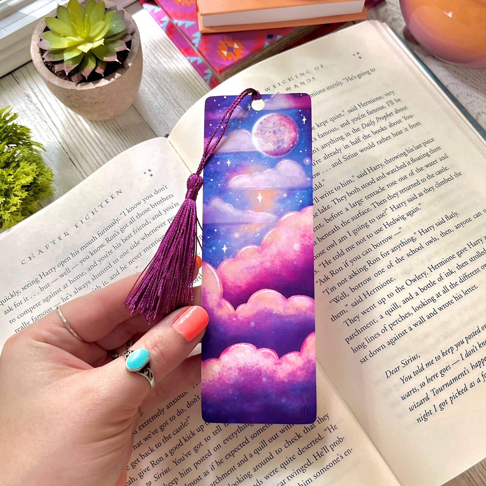 The Swimming Owl - Wholesale Bookmark - Dreamy Pastel Clouds Bookmark | Laminated + Optional Tassel2