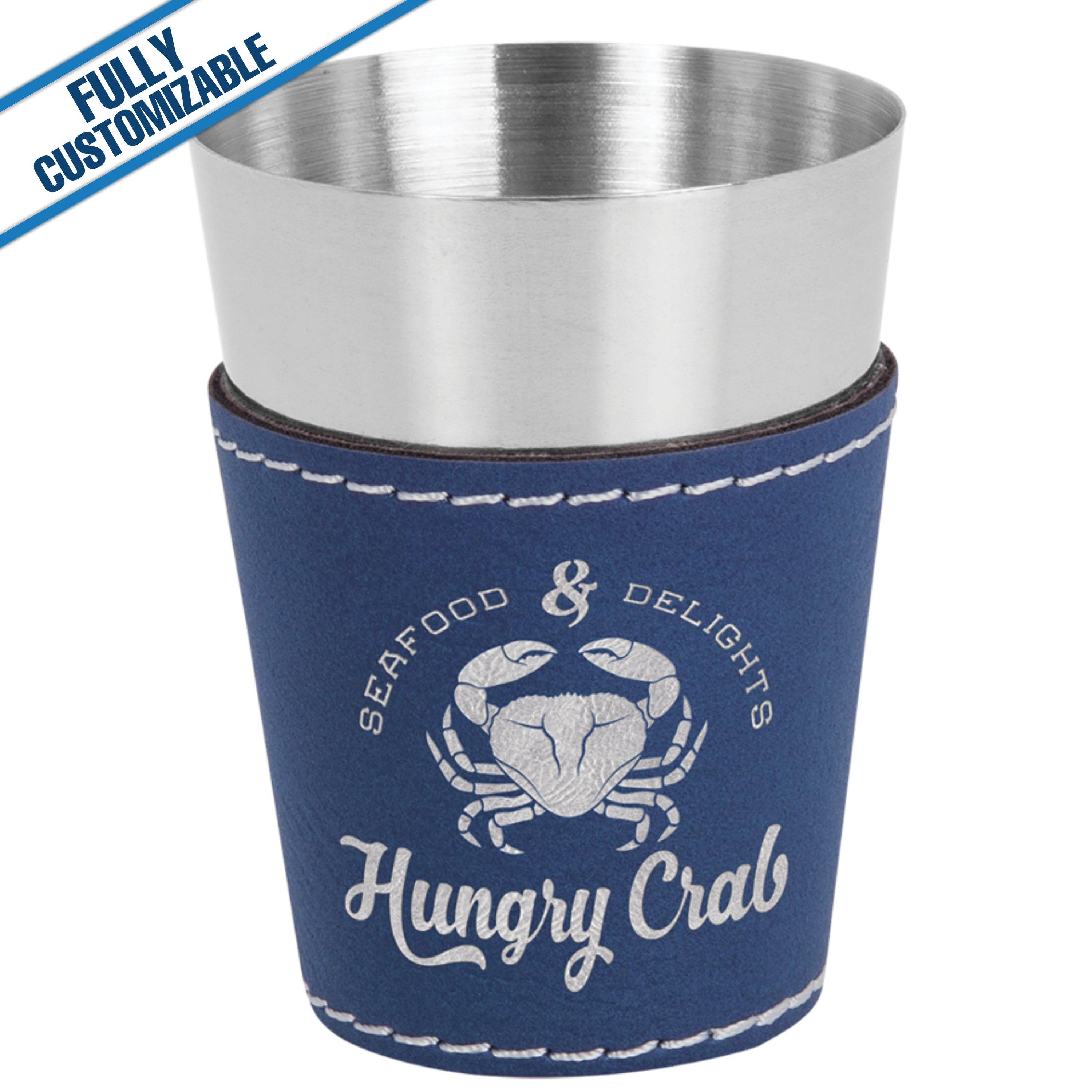 GiftWorksPlus - Vente Verre à shooter - 2 oz. Verre à liqueur en similicuir gravé - Entièrement personnalisable8