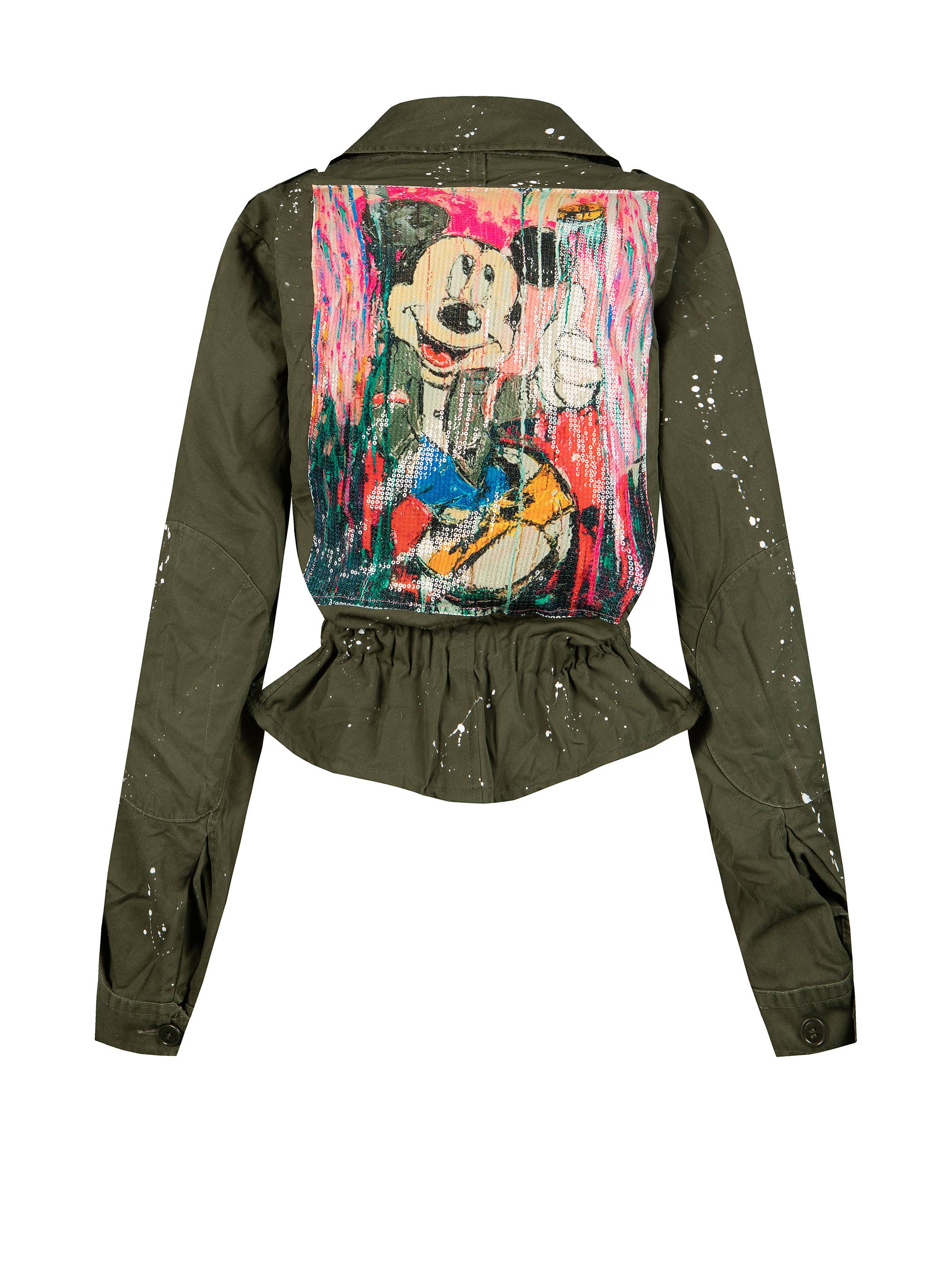 apiedinudinelparco - Vendita all'ingrosso Giacca - Donna - GIACCA MILITARE CROPPED COMICS PAILLETTES UP-CYCLED GLITTER
4