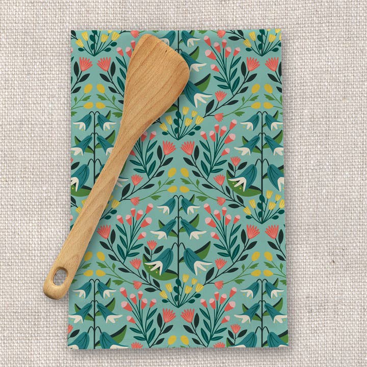 Eloise Tea Towel – Floral Linen Kitchen Towel for wholesale by Rebecca Jane Woolbright