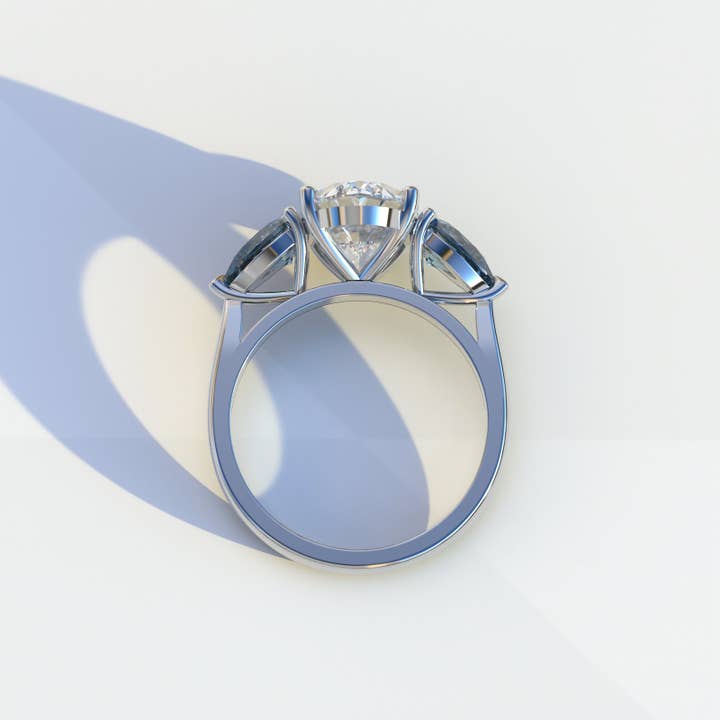 Mohana Jewels - Luxury - Wholesale Engagement ring - 3 Ct E/VVS Oval Cut Lab Diamond In 3 Stones Claw Prongs Setting Ring - Luminous13