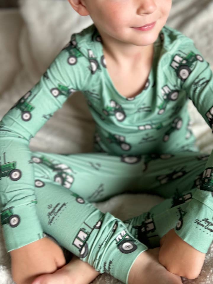 American Farm Company - Wholesale Sleepwear Set - Kids - Bamboo AFC Green Tractor Toddler Pajamas