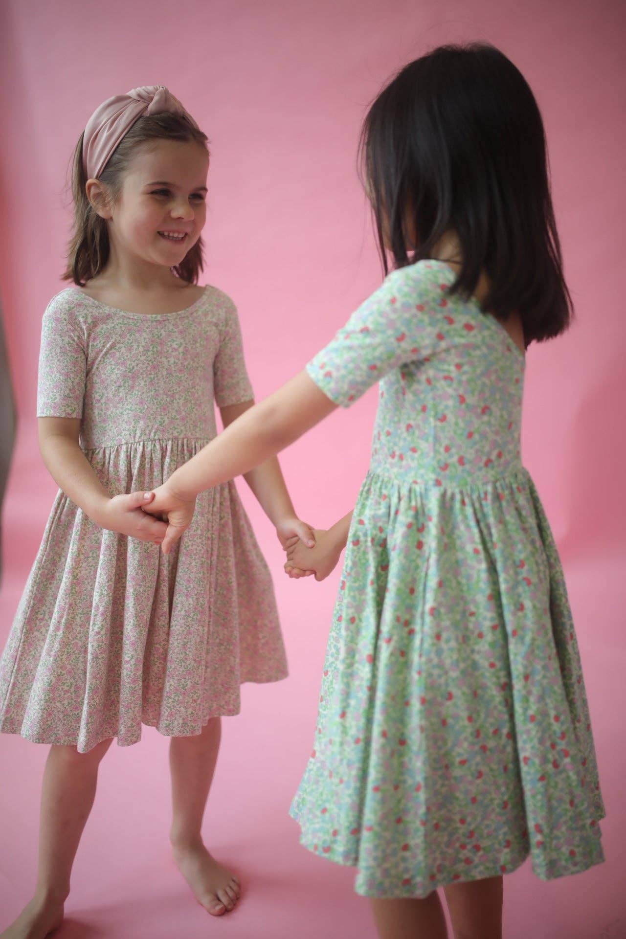 Good Apples Kids - Wholesale Dress - Kids - Short Sleeve Twirl Dress in Bella Pink Floral5