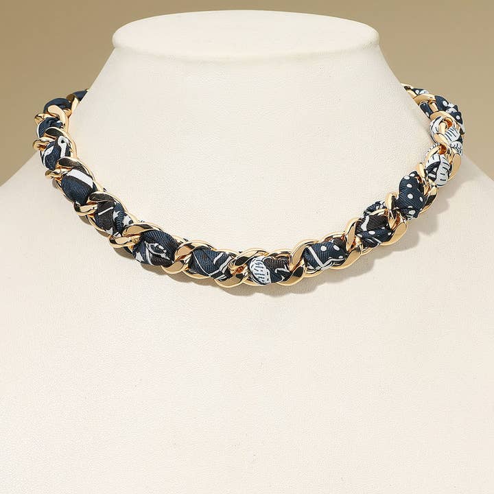 Sensibling Corp. - Vente Collier maille et chaîne - Écharpe en tissu avec collier chaîne en métal6