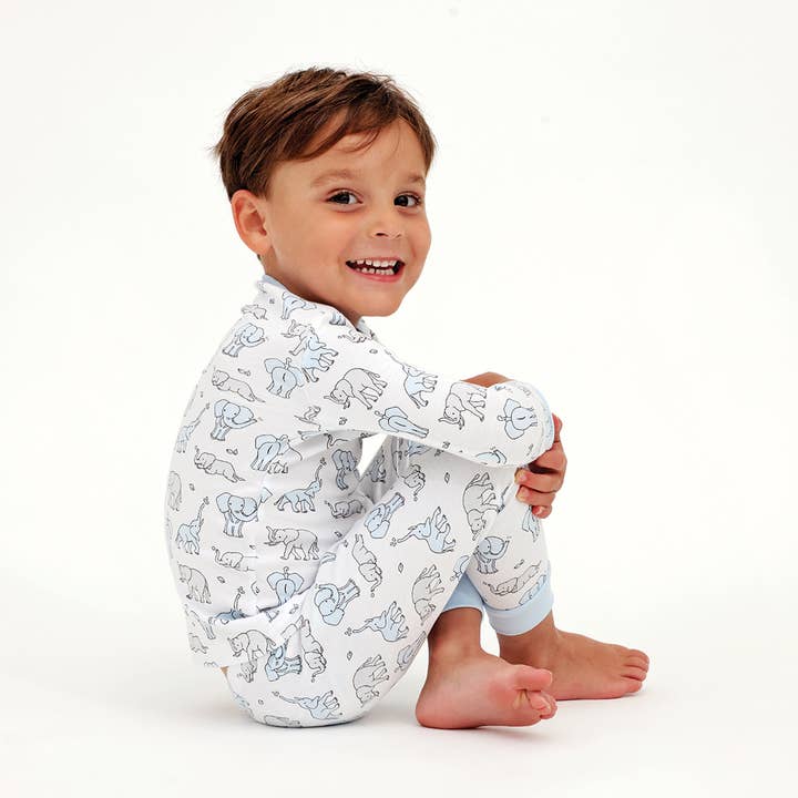 Elephants Long Sleeve Boy Pajama Set for wholesale by Baby Noomie