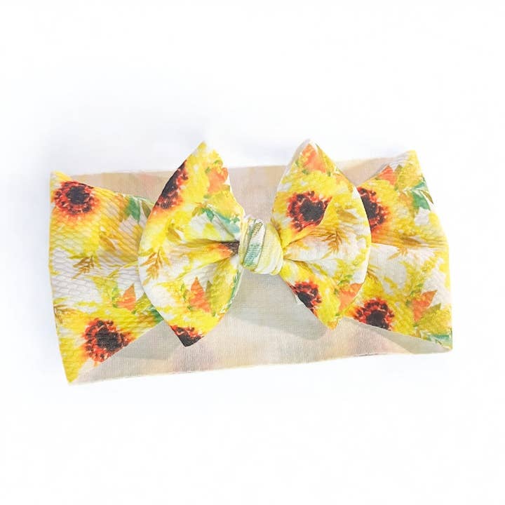 Tiny toes Baby Co – wholesale Fashion Headband - Baby – Watercolor Sunflower Baby Headwrap Bow