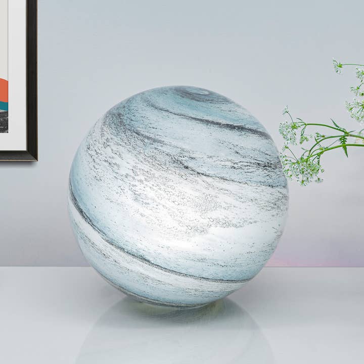 L. GLOW Home - Wholesale Accent/Desk Lamp - Sand & Sea | Hand-blown Glass Table Lamp| 28cm Round