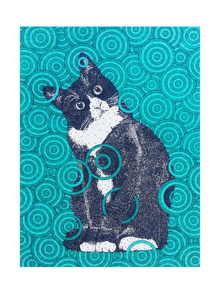 Tuxedo Cat Art Print for wholesale by artisticle