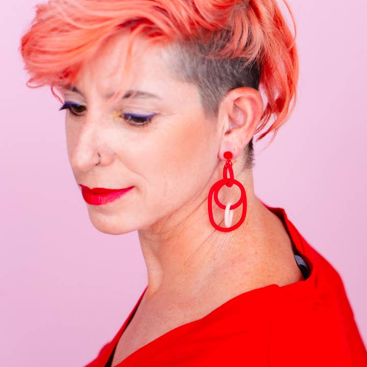 Pendientes de aro geométricos de arcilla polimérica estilo Memphis para venta al por mayor de Mono