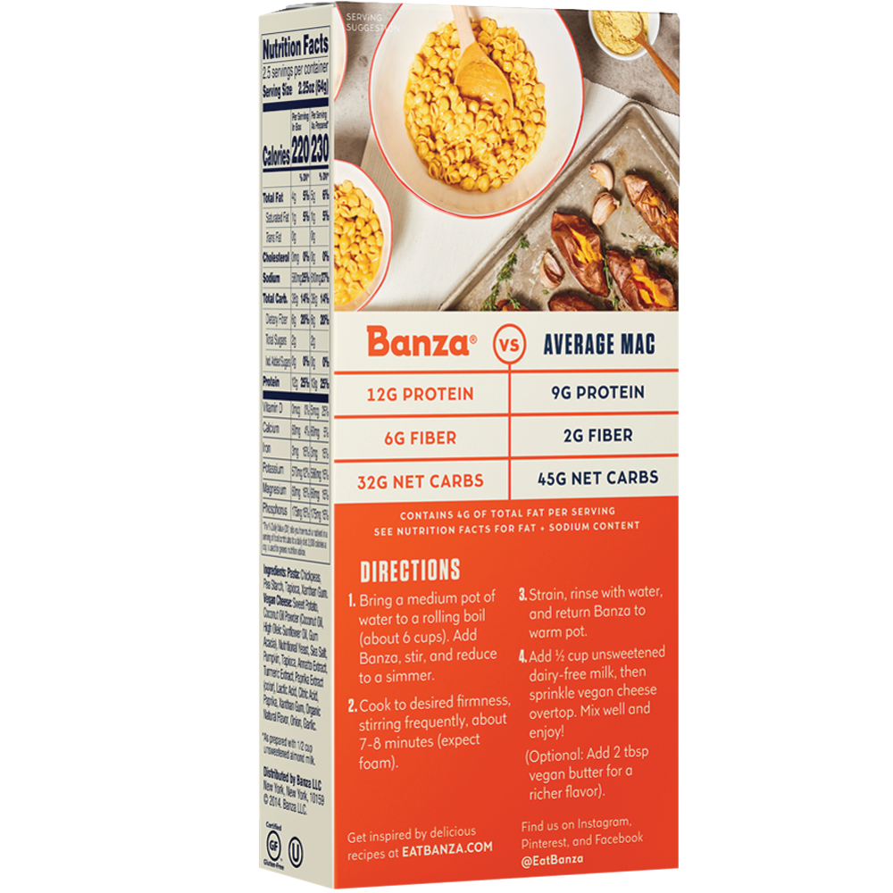 Banza - Wholesale Pasta - Banza Plant-Based Shells & Vegan Cheddar 6-PK | Chickpea Mac1