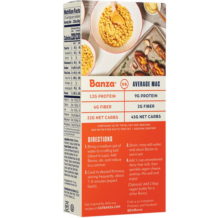 Banza - Wholesale Pasta - Banza Plant-Based Shells & Vegan Cheddar 6-PK | Chickpea Mac1