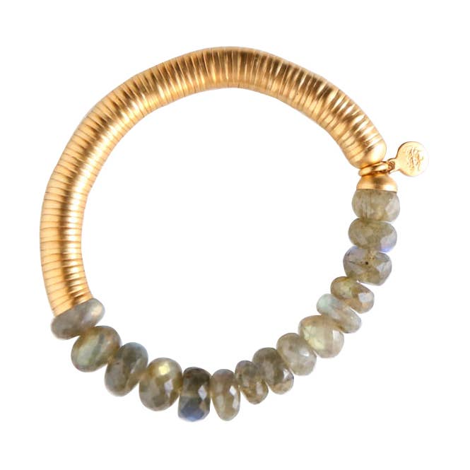 Catherine Page Jewelry - Wholesale Beaded Bracelet - Evra Bracelet in Gold with Stones in Natural Labradorite0