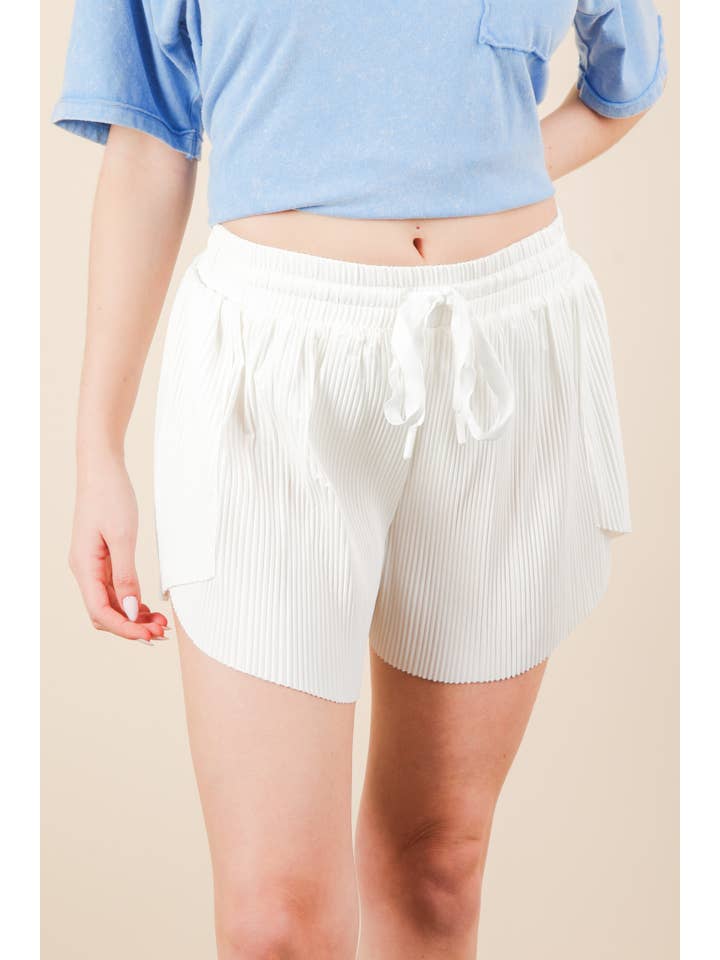 VERY J - Wholesale Athletic Shorts - Women's - NP70754-Pleated Comfy Shorts with Pantie Lining