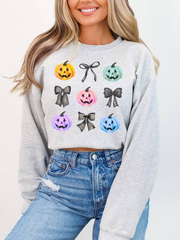 Halloween Colored Jack Pumpkins Stack Sweatshirt 268225 for wholesale by Cali Boutique Wholesale