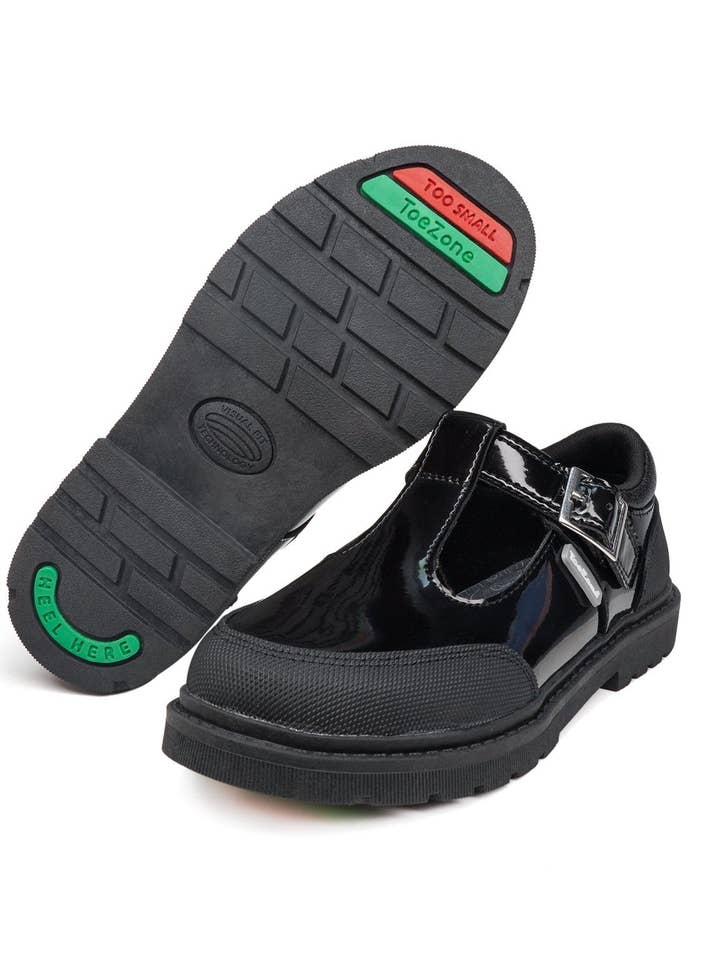 ANA - Patent T Bar Rubber Toe Cap Shoes for wholesale by ToeZone