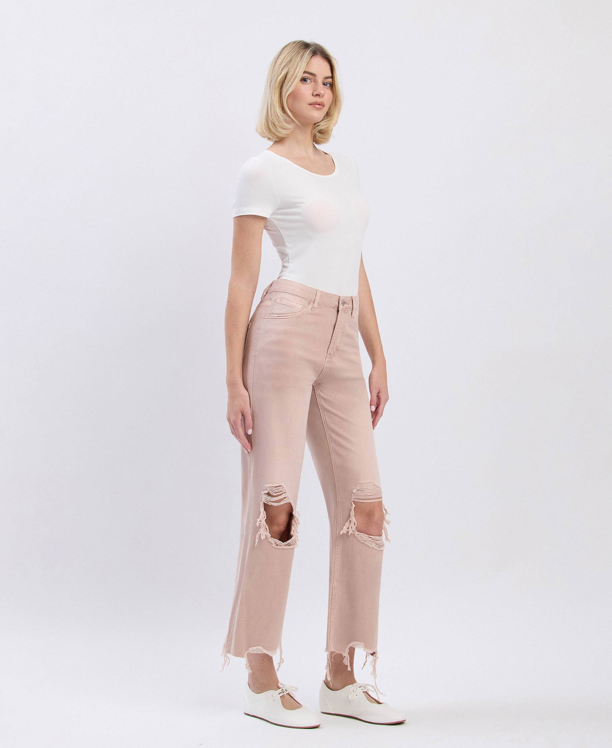 JULY SONG 90'S VINTAGE SUPER HIGH RISE CROP FLARE JEANS V2737 for wholesale on Faire6