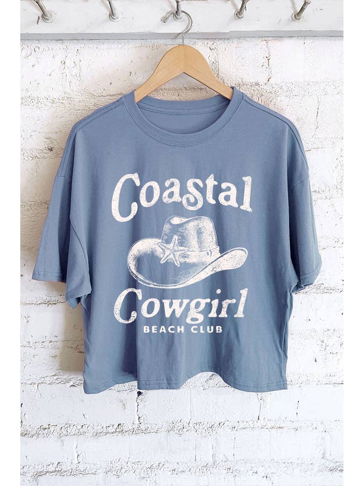 Rustee Clothing - Wholesale Screen Printed T-Shirt - Women's - COASTAL COWGIRL GRAPHIC LONG CROP TOP