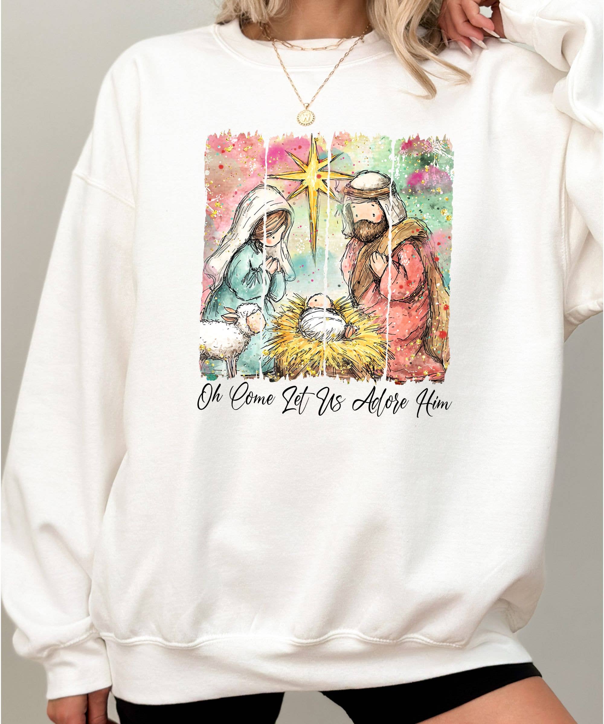 Midday USA - Wholesale Graphic Sweatshirt - Women's - Let Us Adore Him Christmas Sweatshirt 6