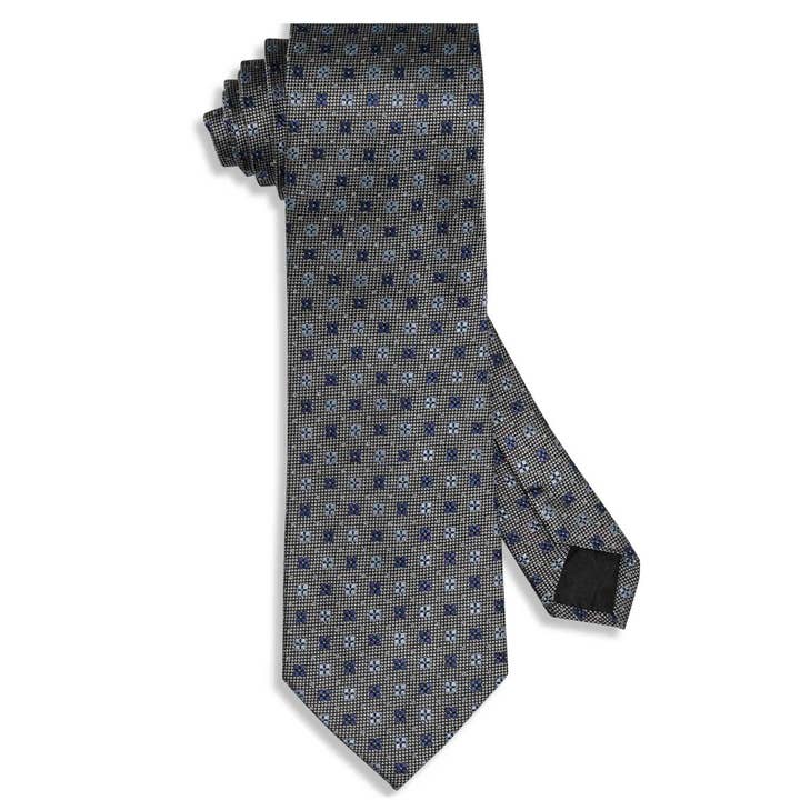 Blue Grey Flowers Silk Tie for wholesale by Aristocrats Bows N Ties