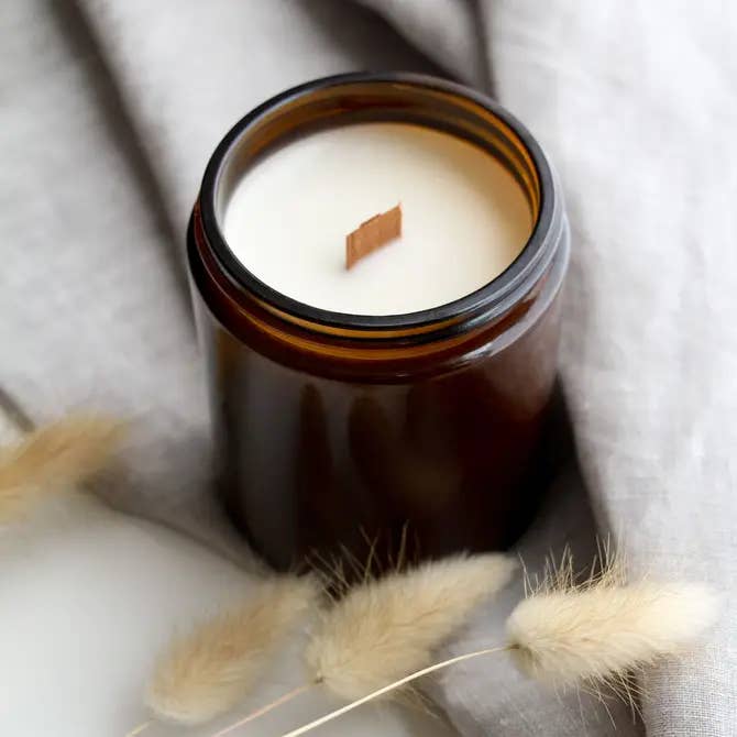 Wholesale Candles - Wholesale Jar/Filled Candle - 8 oz Wholesale Amber Candle | Fall Scents