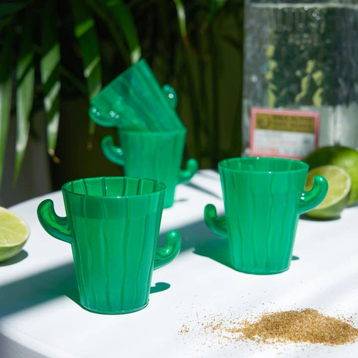 TRUE - Wholesale Shot Glass - TrueZoo Green Plastic Cactus Shot Glasses - 2 oz - Set of 4