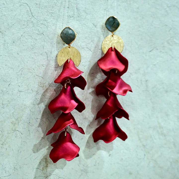 Dangle Earrings - Dysis Rose Petal for wholesale by A New Day, A New Dawn NYC, LLC.