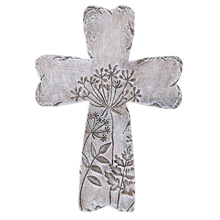 Dicksons - Wholesale Wall Cross - Gray Floral Resin Wall Cross 5.75H1