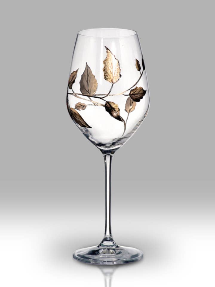 Feuille d'or - Paire de vin de 24 cm pour la vente par Nobile Glassware Ltd.