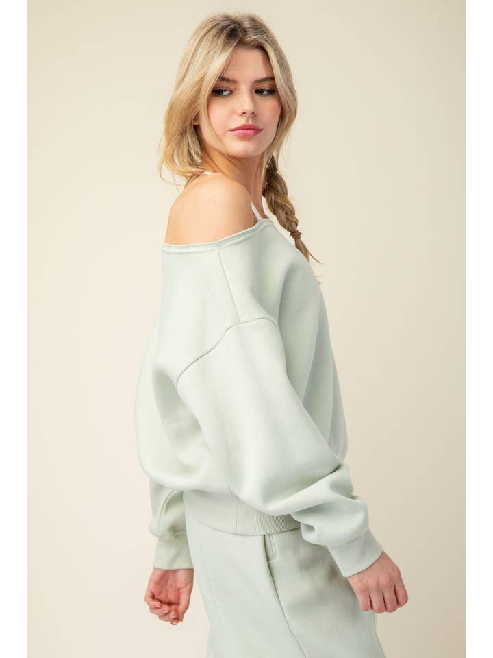 Rae Mode - Wholesale Sweatshirt - Women's - FRENCH TERRY FLEECE OFF SHOULDER SWEATSHIRT