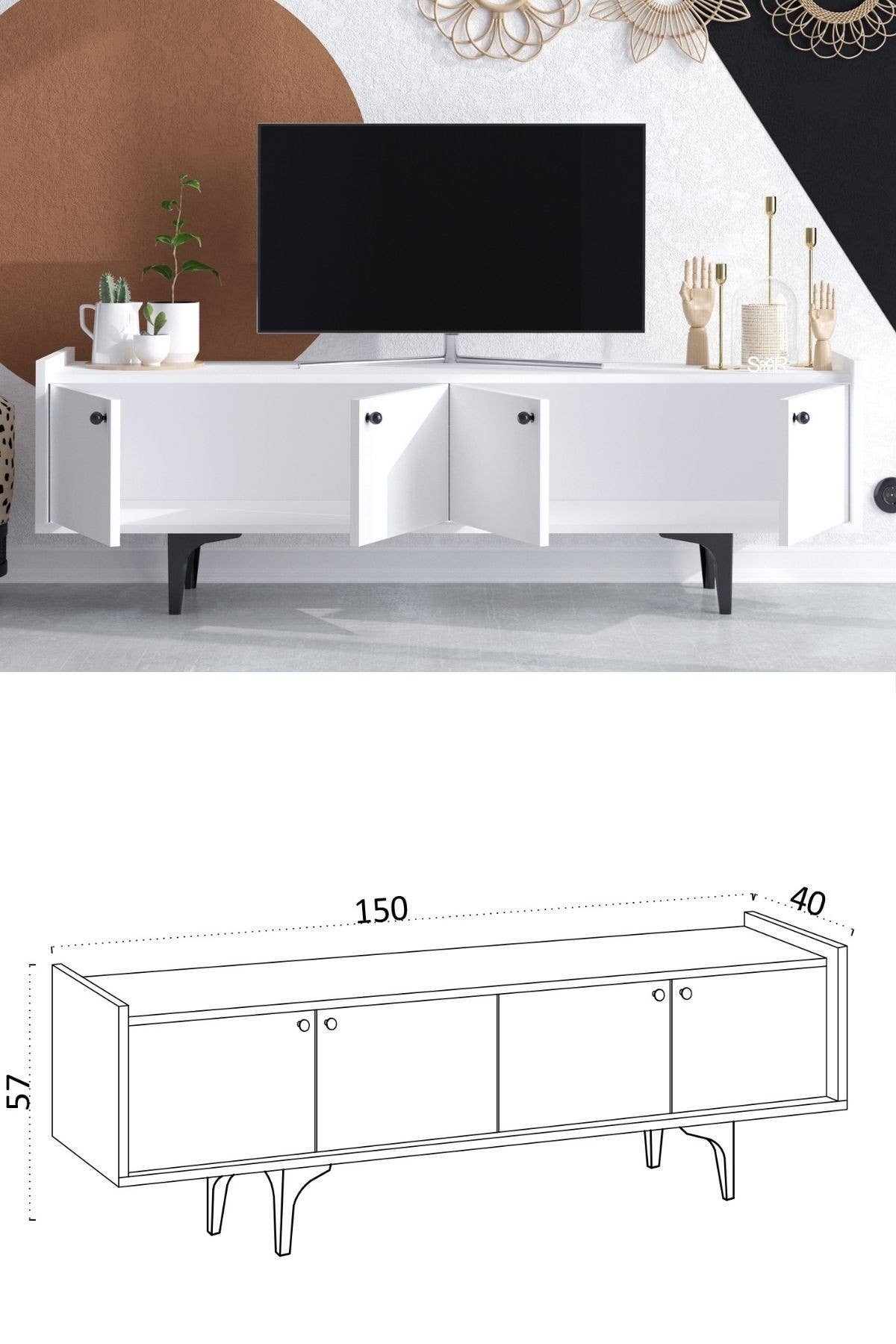 Multi Colored Decormet Atlas TV Stand Dec0043 White for wholesale on Faire1